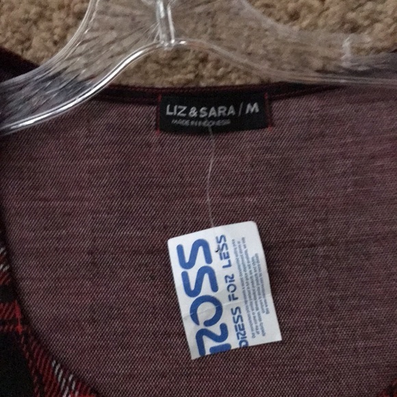 Liz & Sara Junior Size M Red/Black/White Plaids Pullover Short Sleeves Dress - Picture 2 of 3